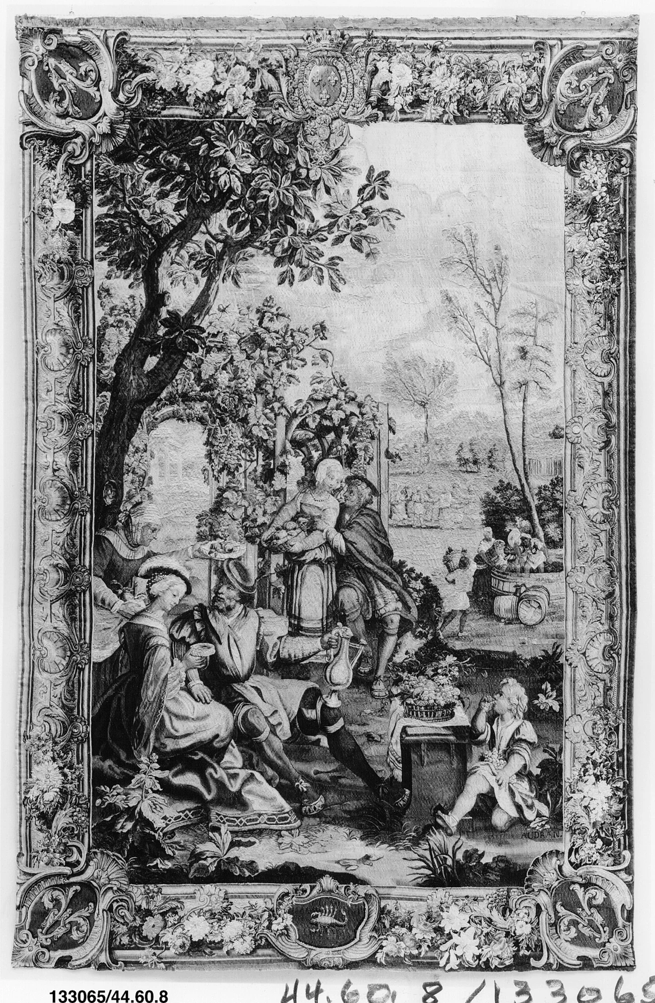 Octobre, tenture des Mois de Lucas, manufacture des Gobelins (1732-1737). Œuvre du milieu des Bessin, non de leur main.