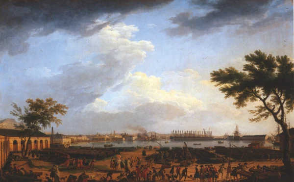 Claude-Joseph Vernet, Le Port neuf ou l’Arsenal de Toulon, 1755. Louvre, INV 8296, dépôt au musée national de la Marine. Vue antérieure de 130 ans au mariage.