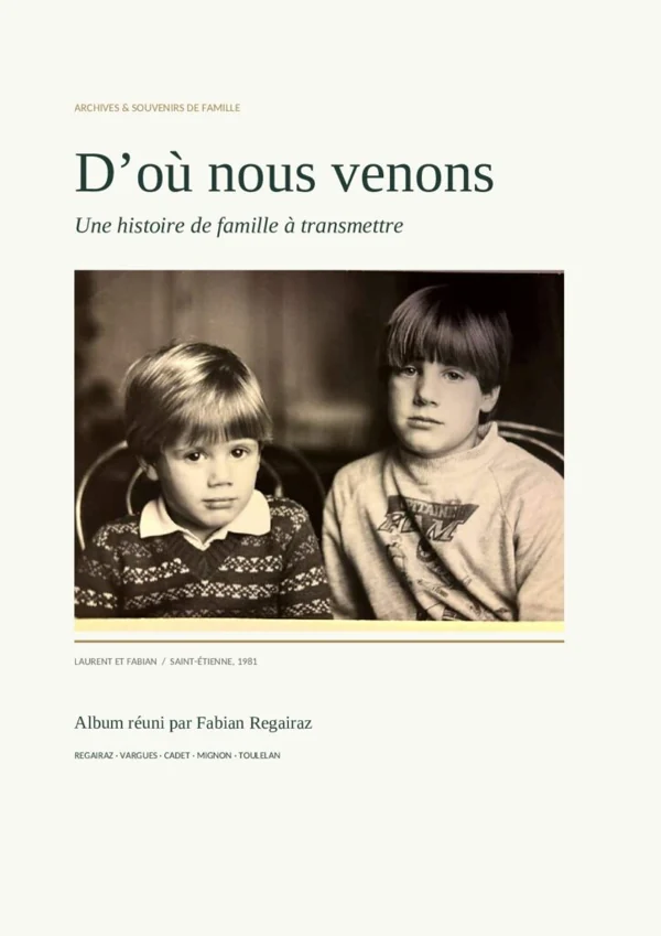 Couverture de D’où nous venons, par Fabian Regairaz